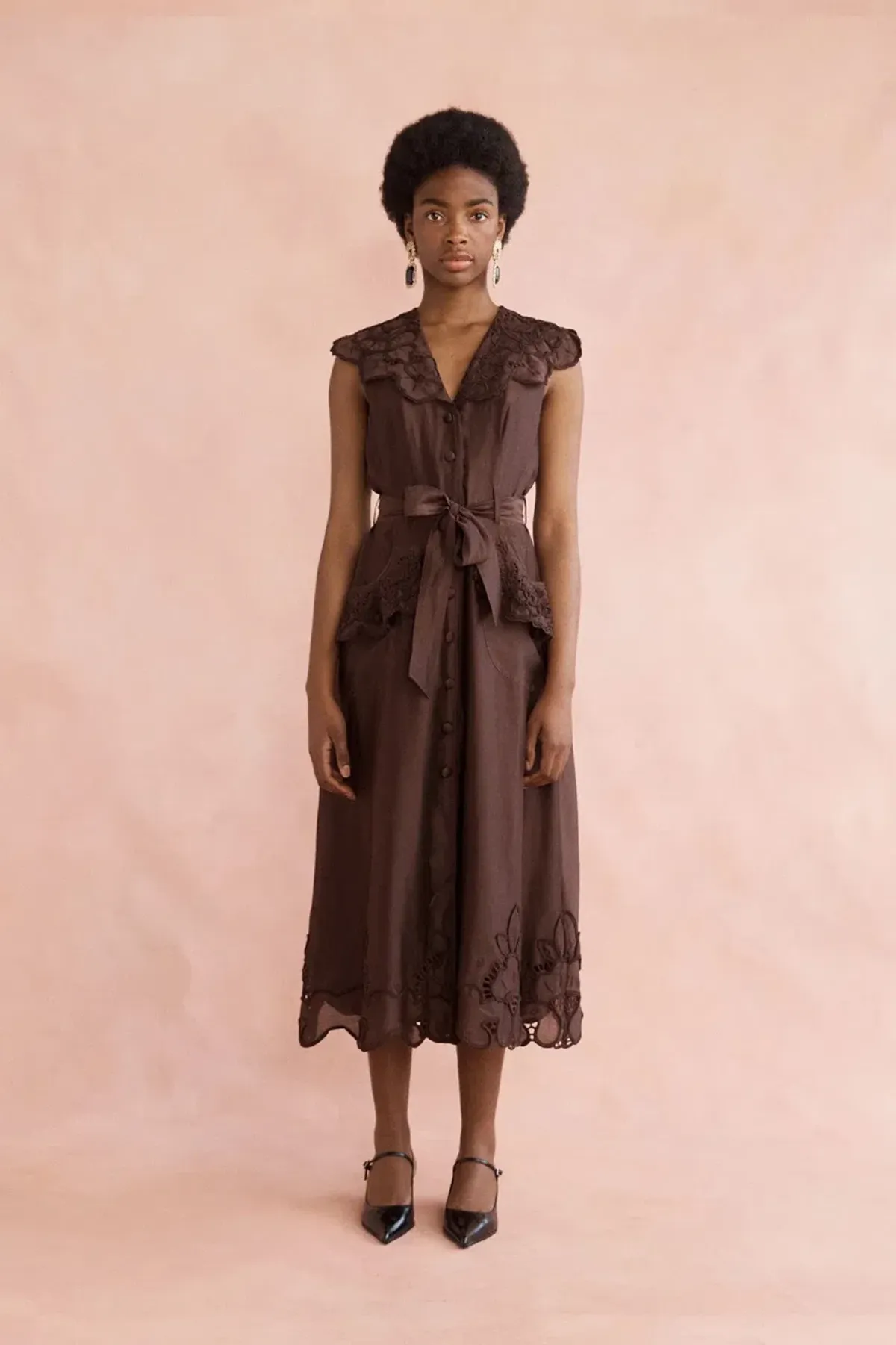 Lovaan Vanessa Midi Dress Chocolate Size 14 - Image 1