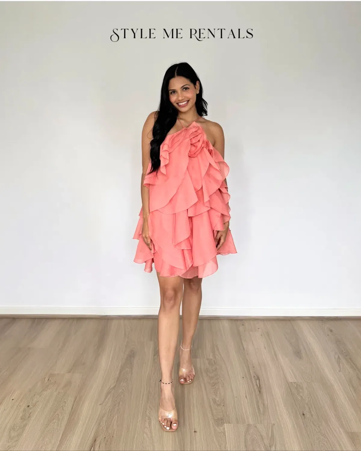Aje Pandorea Layered Mini Dress Washed Coral Size 10 - Image 3