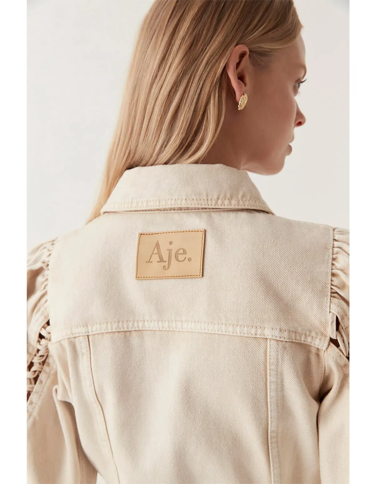 Aje Effie Braided Denim Mini - Stone - Size 4 - Image 3