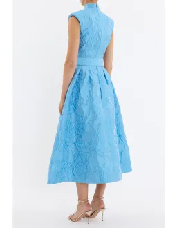 Rebecca Valance Aegir belted jacquard midi dress for rent on The Volte - image 4
