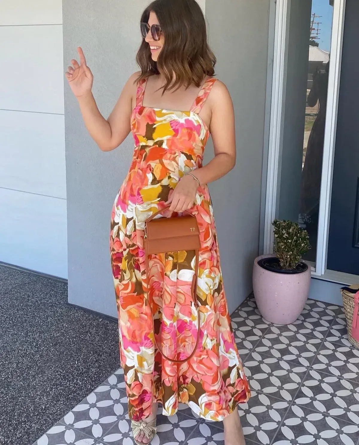 ✨ ACLER Tate Midi Dress Size AU 12 / US 8 - Pink Bouquet Floral Linen ✨ - Image 3