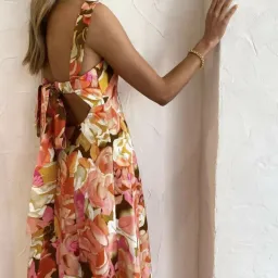 ✨ ACLER Tate Midi Dress Size AU 12 / US 8 - Pink Bouquet Floral Linen ✨ for rent on The Volte - image 5