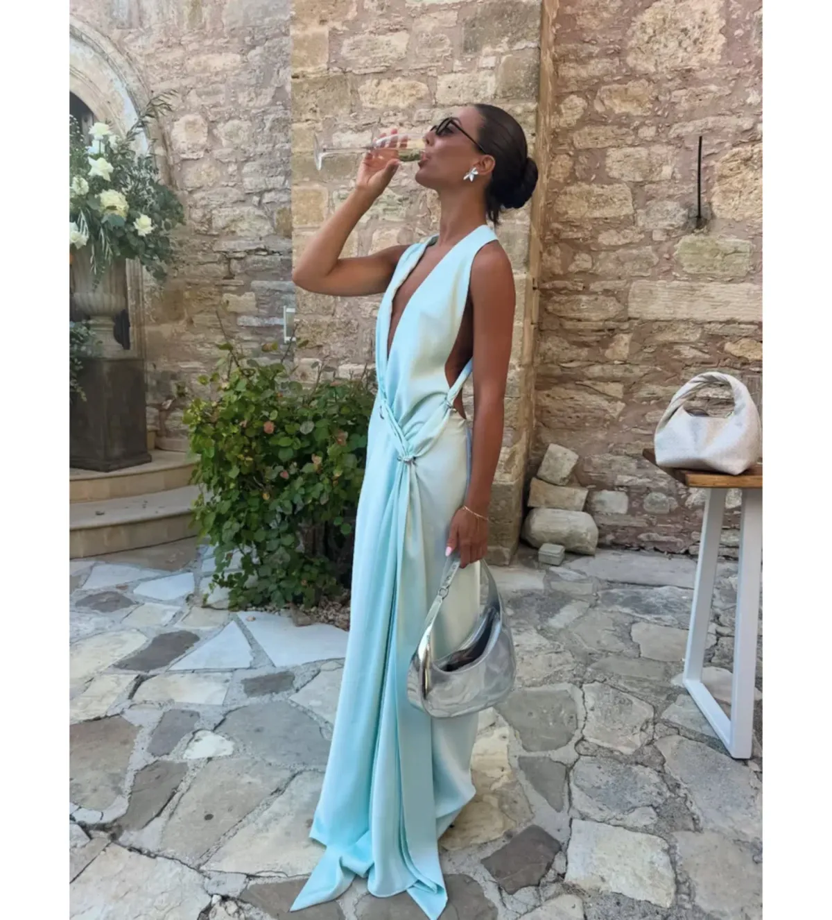 Misha The Harlow Satin Dress in Ice Blue Size XS/AU6 - Image 4