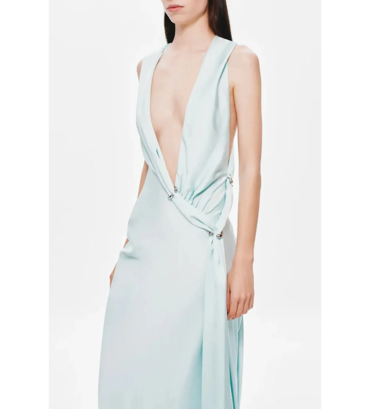 Misha The Harlow Satin Dress in Ice Blue Size S/AU8 - Image 3