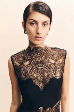 Shona Joy Jamila Lace High Neck Maxi Dress - Black; size 8 for rent on The Volte - image 3