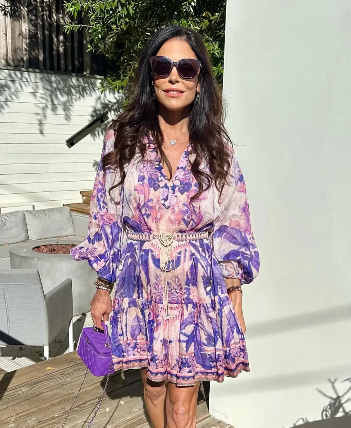 Zimmermann The Lyre Billow Mini Dress in Purple Palm Size 0 AU 8 - Image 1