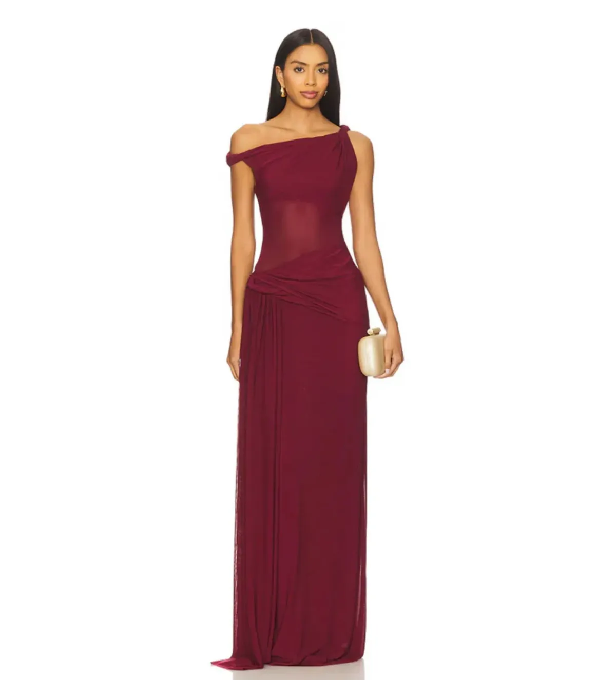 Misha Sisal Mesh Dress in Port Size XS/AU6 - Image 2