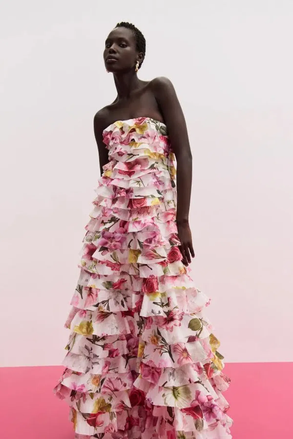 πΈ AJE Fleur Pleated Ruffle Gown β Collage Floral Pink Maxi Dress β Size 10 AU πΈ - Image 5