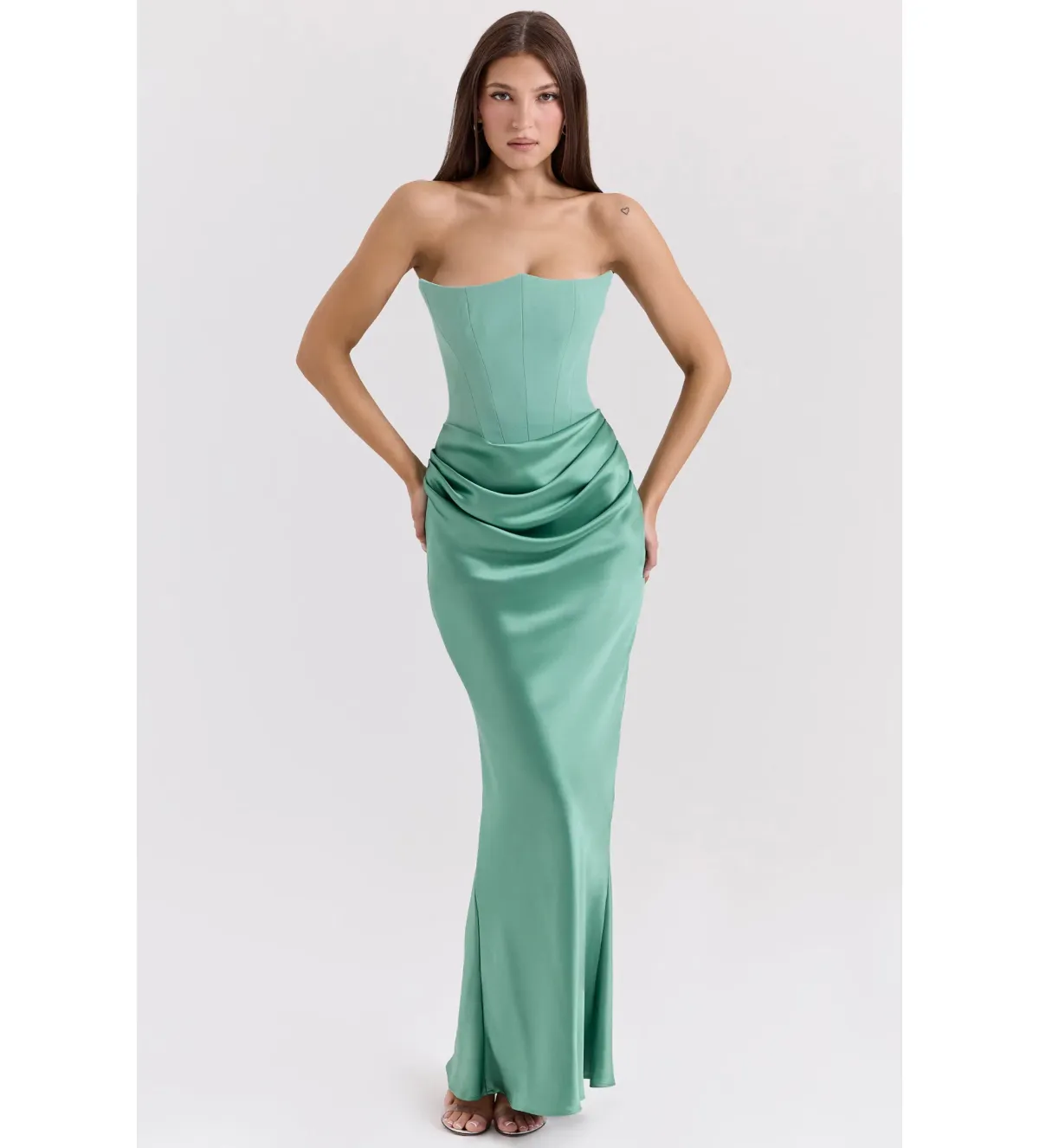 House Of CB Persephone Strapless Corset Maxi Dress in Jade Size XS/AU6 - Image 1