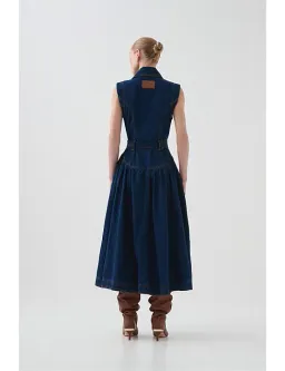 Aje Elena Belted Denim Midi Dress for rent on The Volte - image 3