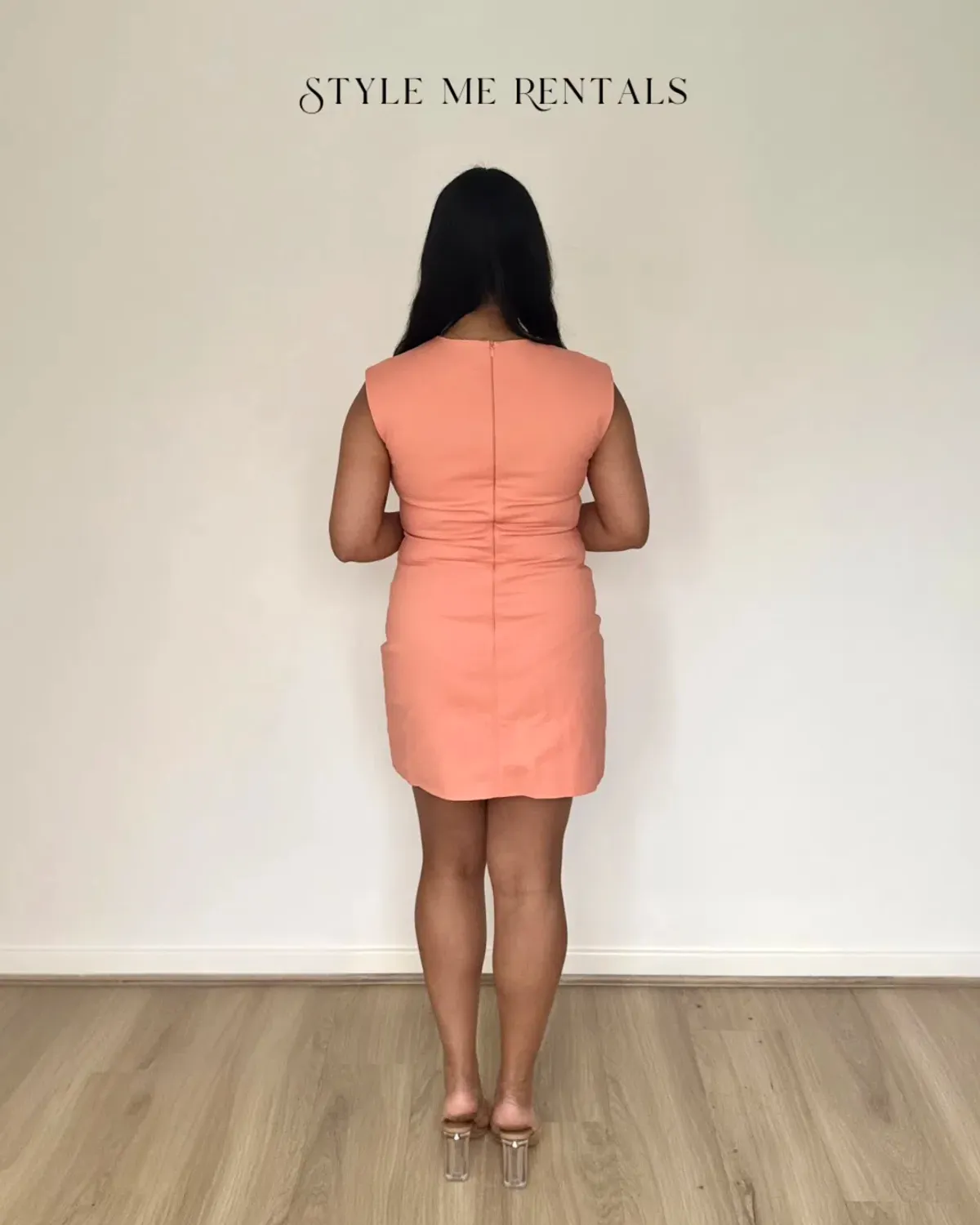 Shona Joy Lani Draped Mini Dress Peach Size 12 - Image 4