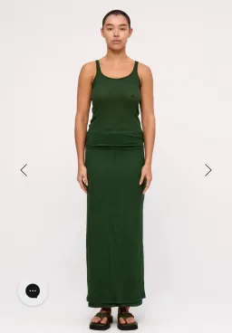 RIB HEMP JERSEY SKIRT & ONE SHOULDER TOP - TALLOW GREEN for rent on The Volte - image 2
