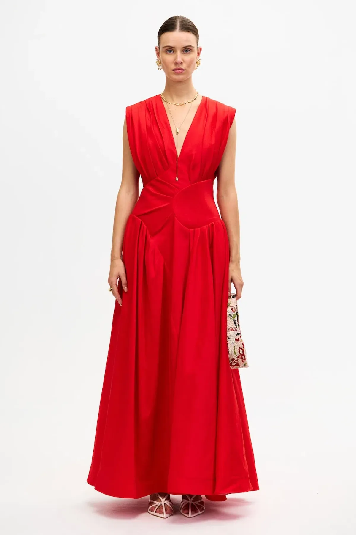 Acler Innoxhill V Neck Maxi Dress in Cherry Red - Image 1