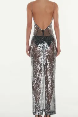 Mercury dress medium fits 6, 8 , silver beauty for rent on The Volte - image 6