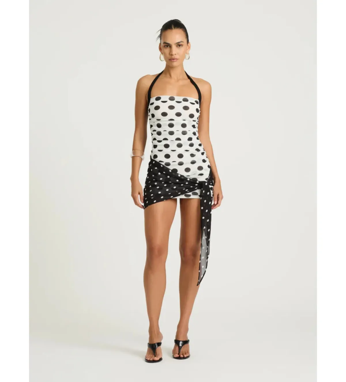Benni Marnie Mini Dress in Black/White Polka Size AU10 - Image 1