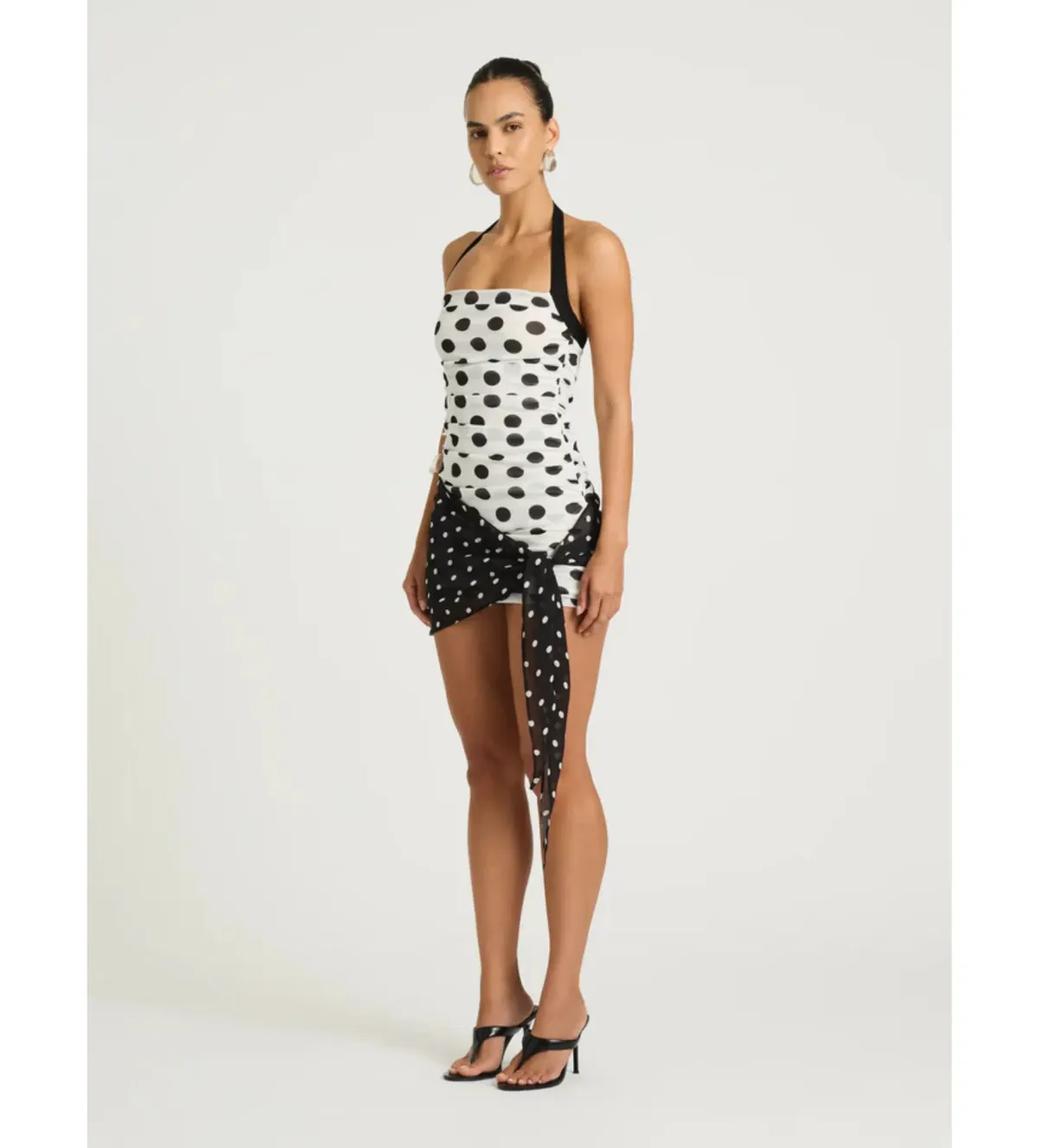 Benni Marnie Mini Dress in Black/White Polka Size AU10 - Image 2