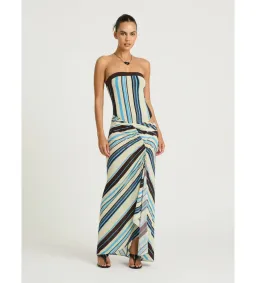 Benni Rumi Strapless Maxi Dress in Ocean Stripe Size AU8 for rent on The Volte - image 1