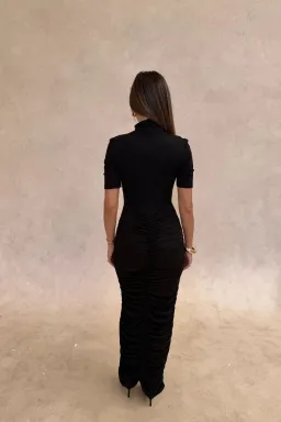 Imana Draped Maxi Dress Black - Sneaky Link - Size XXS for rent on The Volte - image 6