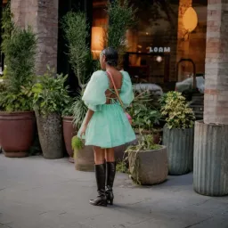AJE Astrid Tie Back Mini Dress Green Size 16 for rent on The Volte - image 3