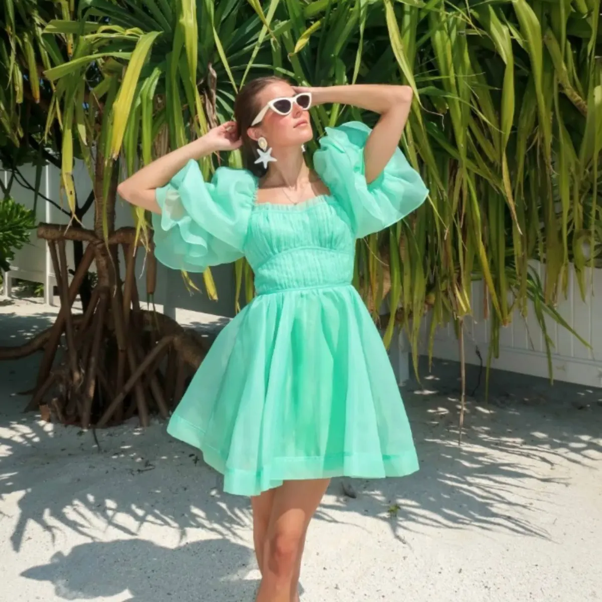 AJE Astrid Tie Back Mini Dress Green Size 16 - Image 1