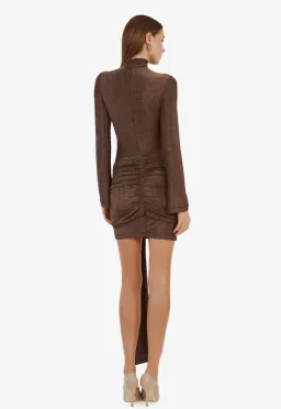 Bardot Seraphina Brown Sparkle Tie Front Mini Dress Size 12 for rent on The Volte - image 5