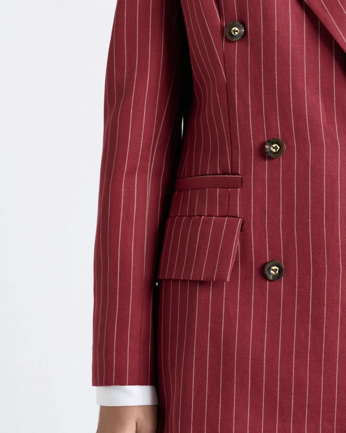 CUE Linen blend pinstripe suit - Maroon (12) - Image 5