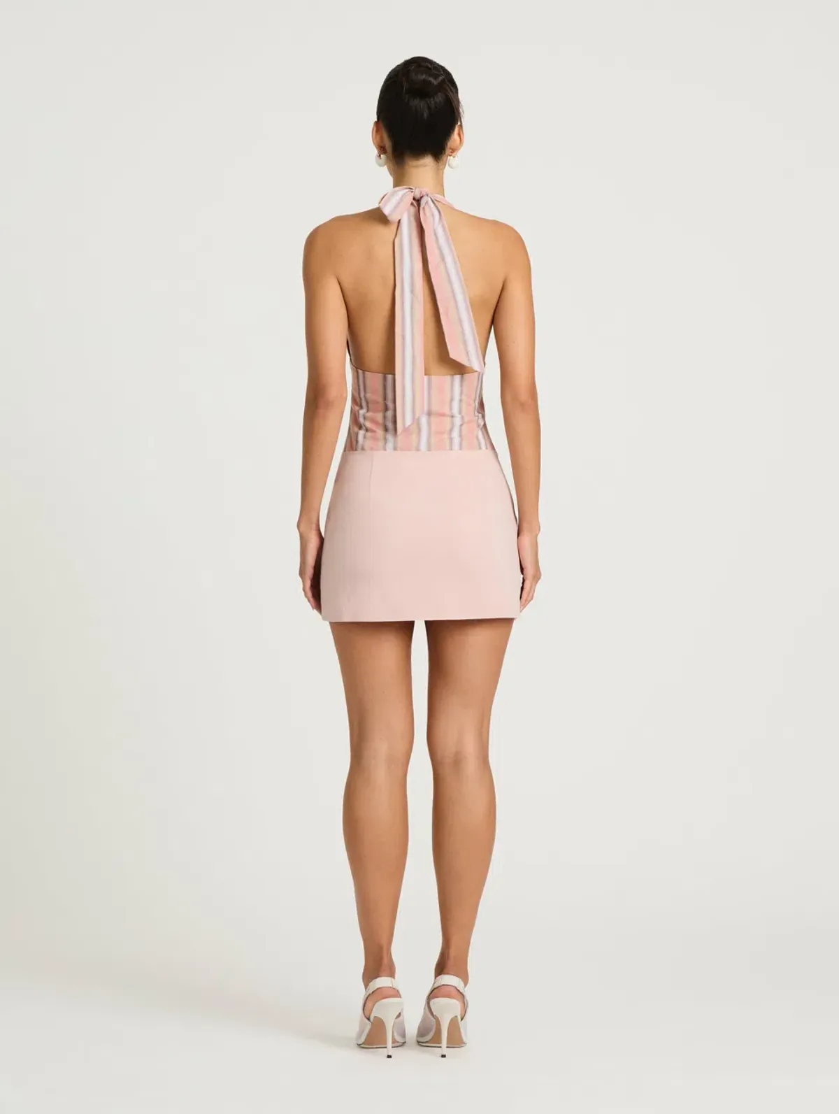 Benni Tiano Mini Dress Pink Stripe Size 8 - Image 3