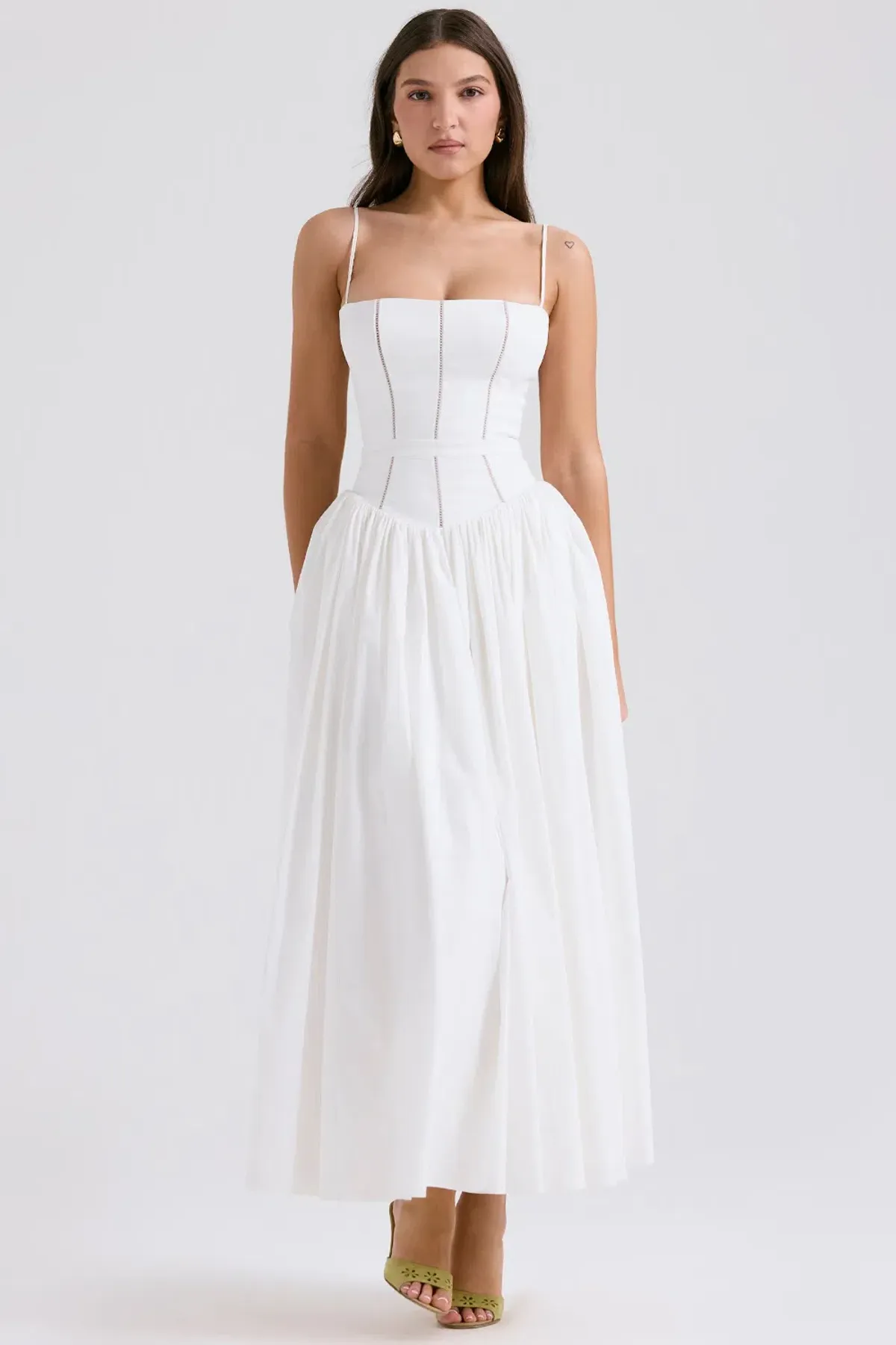 House of CB YSABELLA White Cotton Maxi Sundress Size S - Image 1