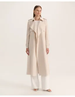Saba Karla Longline Trench Coat Size 12 Soft Stone for rent on The Volte - image 2