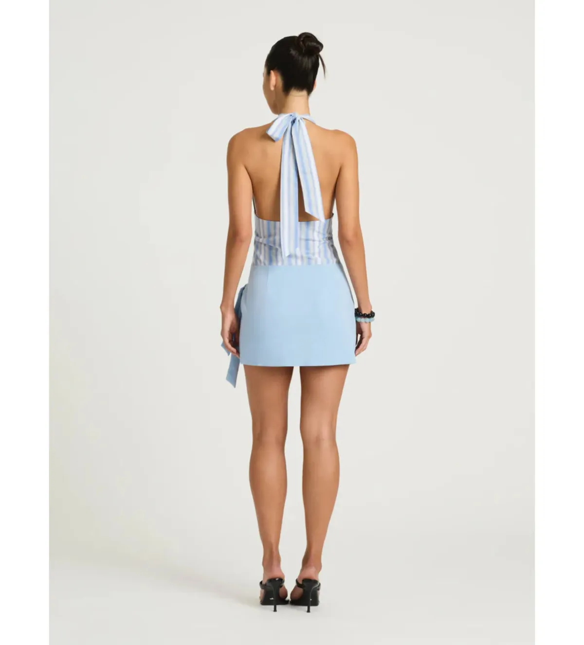 Benni Tiano Mini Dress in Blue Stripe Size AU10 - Image 3