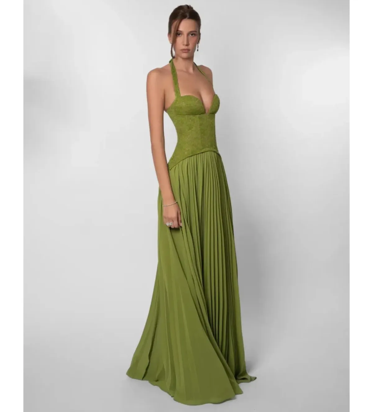 Fenity Gaia Halter Dress in Green Size S - Image 2