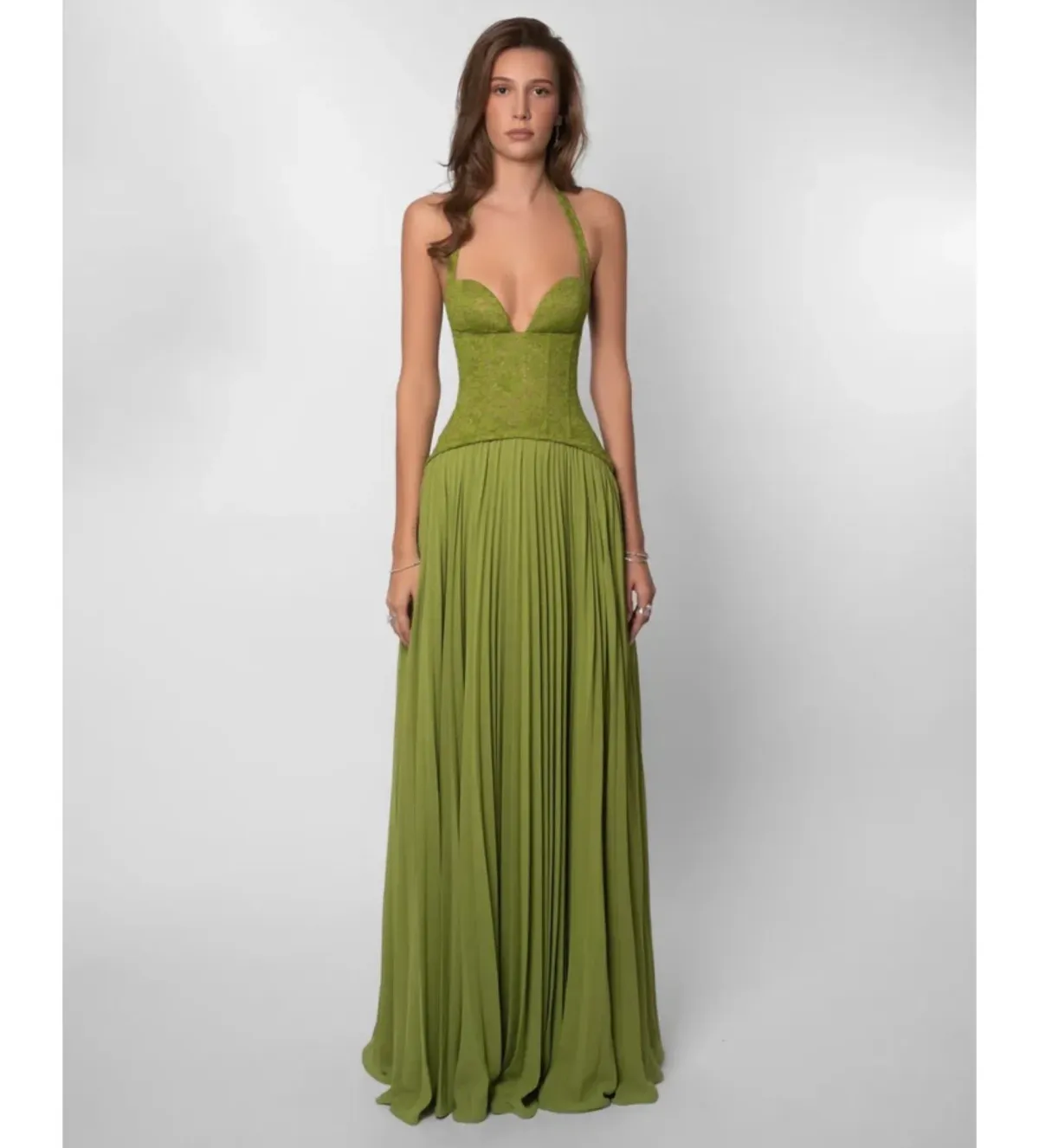 Fenity Gaia Halter Dress in Green Size S - Image 1