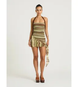 Benni Marnie Mini Dress in Earth Stripe Size AU6 for rent on The Volte - image 1