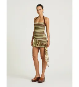 Benni Marnie Mini Dress in Earth Stripe Size AU8 for rent on The Volte - image 2