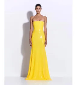 Alex Perry Strapless Sequin Gown in Yellow Size AU8 for rent on The Volte - image 1