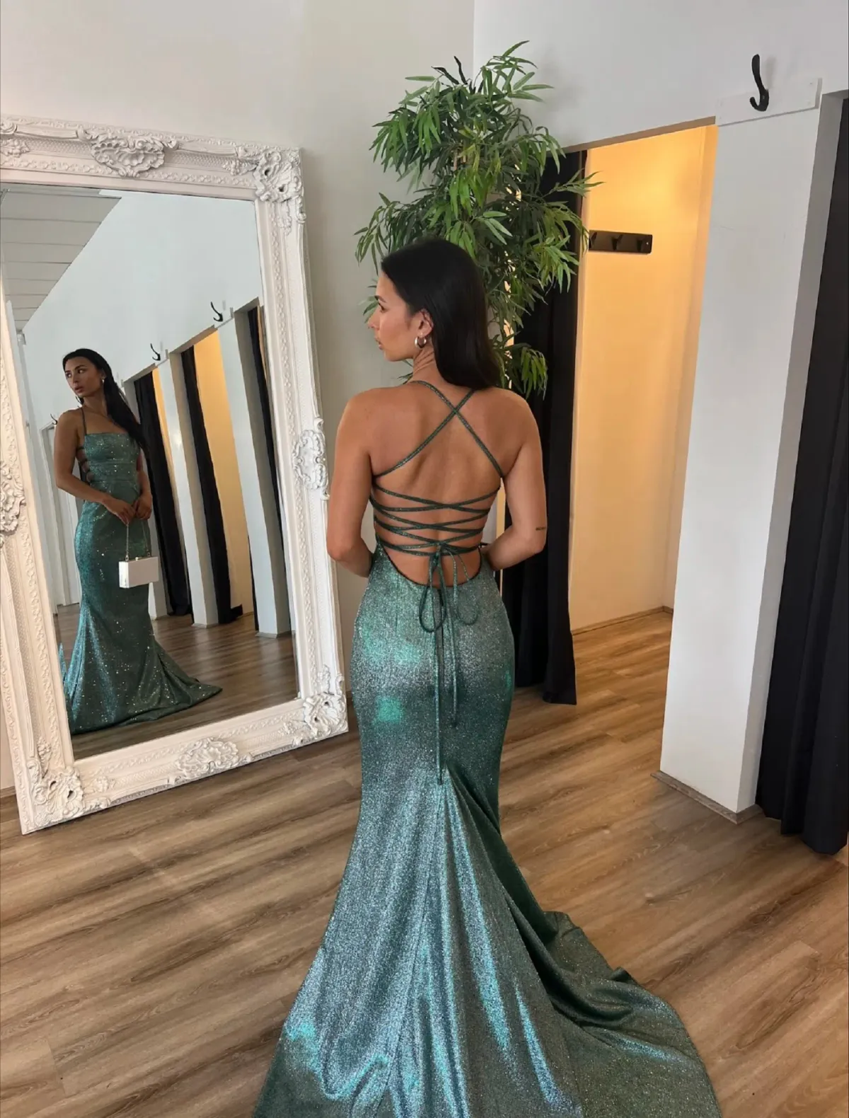 Gossip Gowns Angela Maxi Gown Sparkle Sage - Image 1