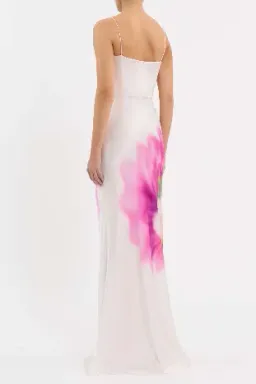 🌸 Rebecca Vallance Dahlia Blossom Gown – Size 12 (AU) Pink Floral Satin Maxi Dress 🌸 for rent on The Volte - image 4