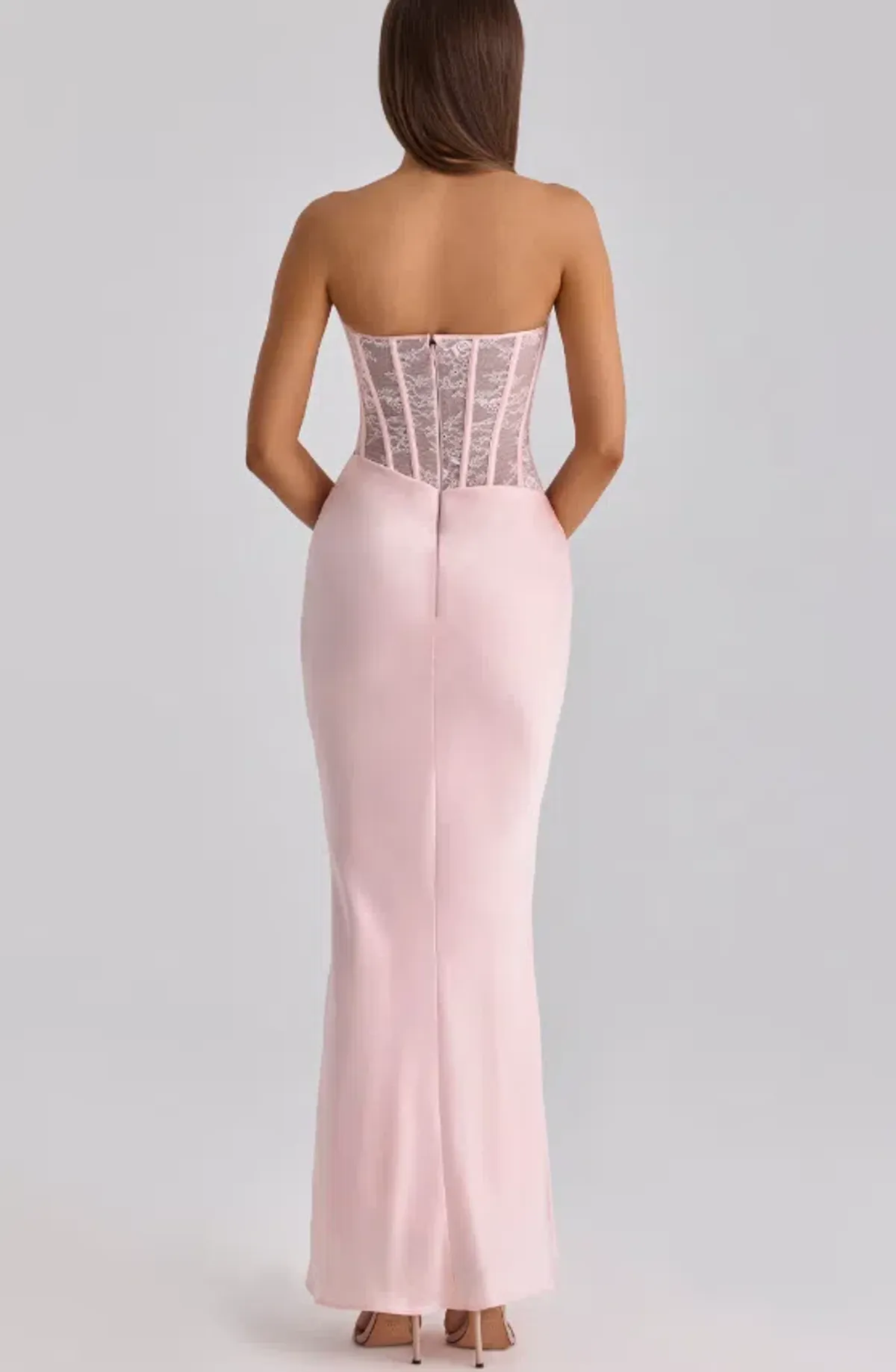 House of CB Ayana pink lace + satin maxi corset dress Regular Cup Size S - Image 2