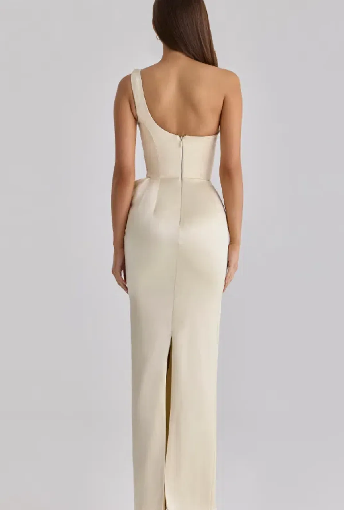 House of CB Caprice lemon one shoulder satin maxi dress Size XS - Image 2