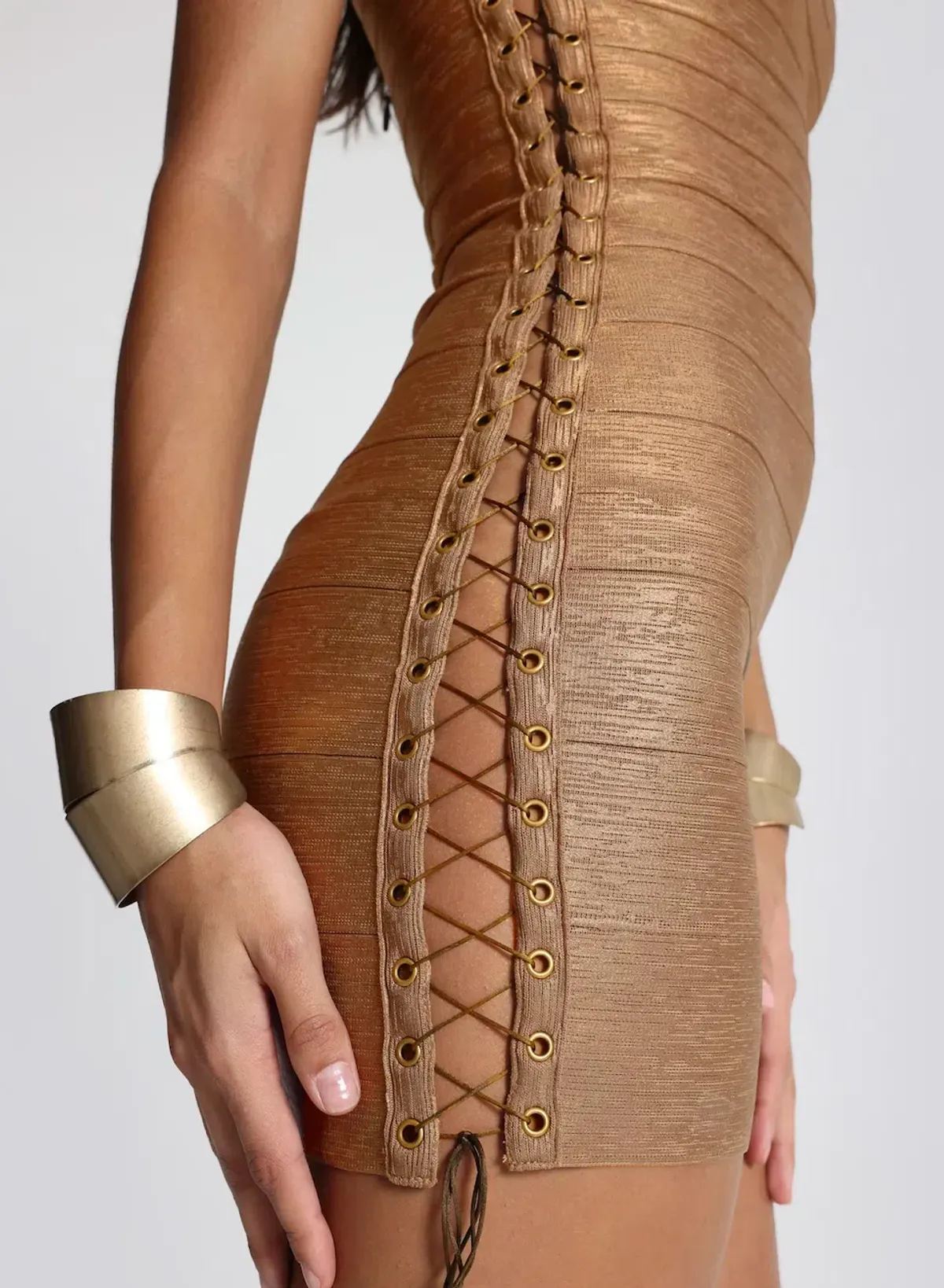 JADED LONDON Idol Metallic Bandage Mini Dress. Size S / AU 6-8 - Image 5