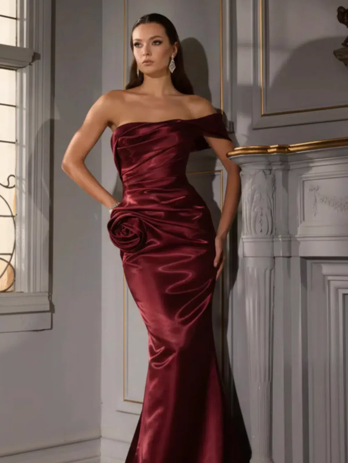 Terani Couture | Liquid Organza Dress with Rose | Size 14 - Image 1