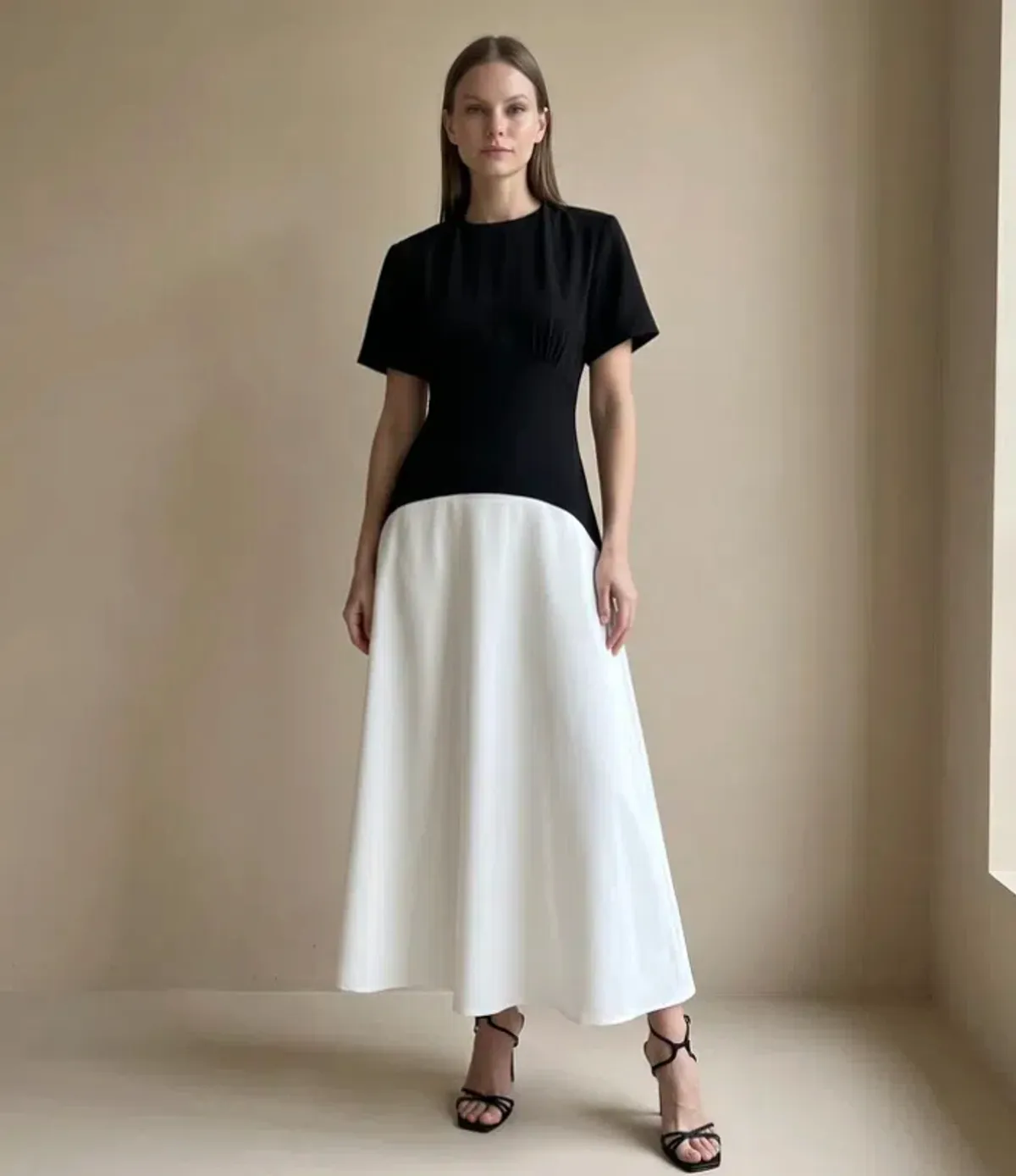 Rachel Gilbert Dover Midi Dress Black/White Size 2/AU 10 - Image 1