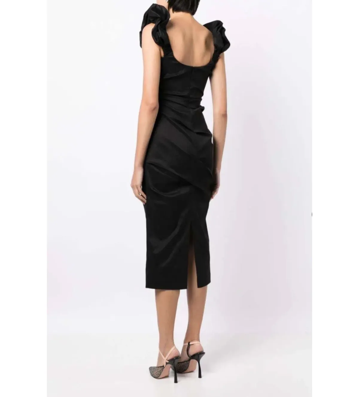 Rachel Gilbert Kalina Draped Sleeveless Midi Dress Black Size 8 - Image 3