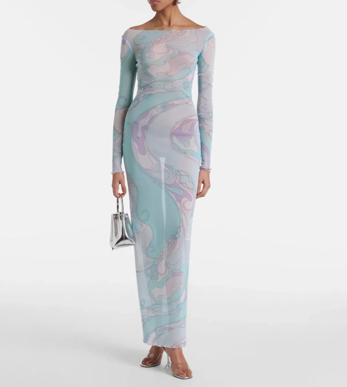 Pucci Marmo Print Tulle Long Dress Size 6 - Image 5