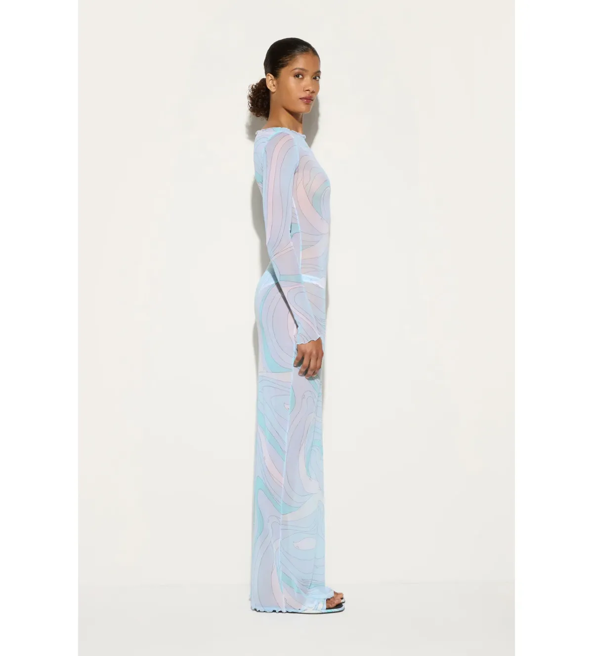 Pucci Marmo Print Tulle Long Dress Size 6 - Image 3