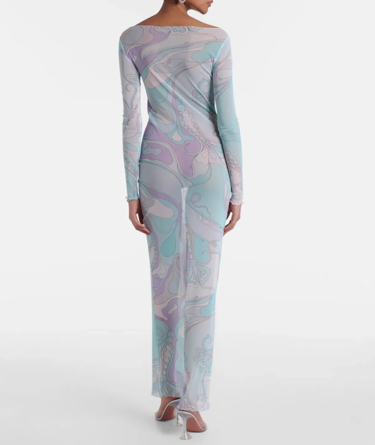 Pucci Marmo Print Tulle Long Dress Size 6 - Image 6