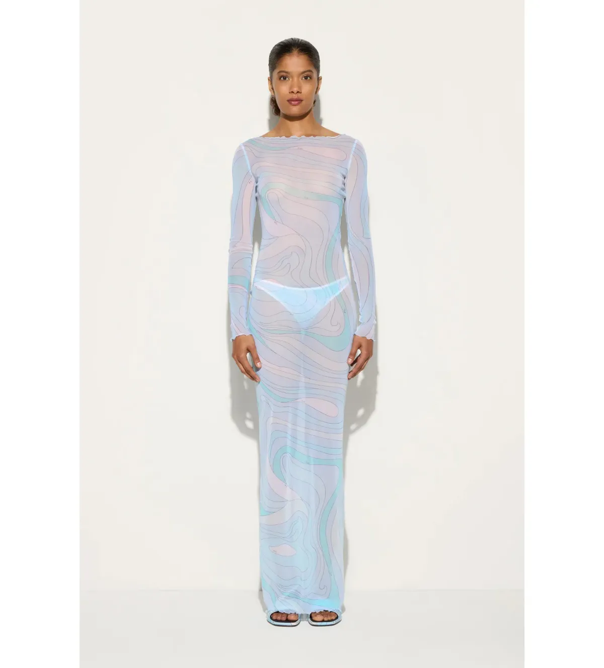 Pucci Marmo Print Tulle Long Dress Size 6 - Image 1