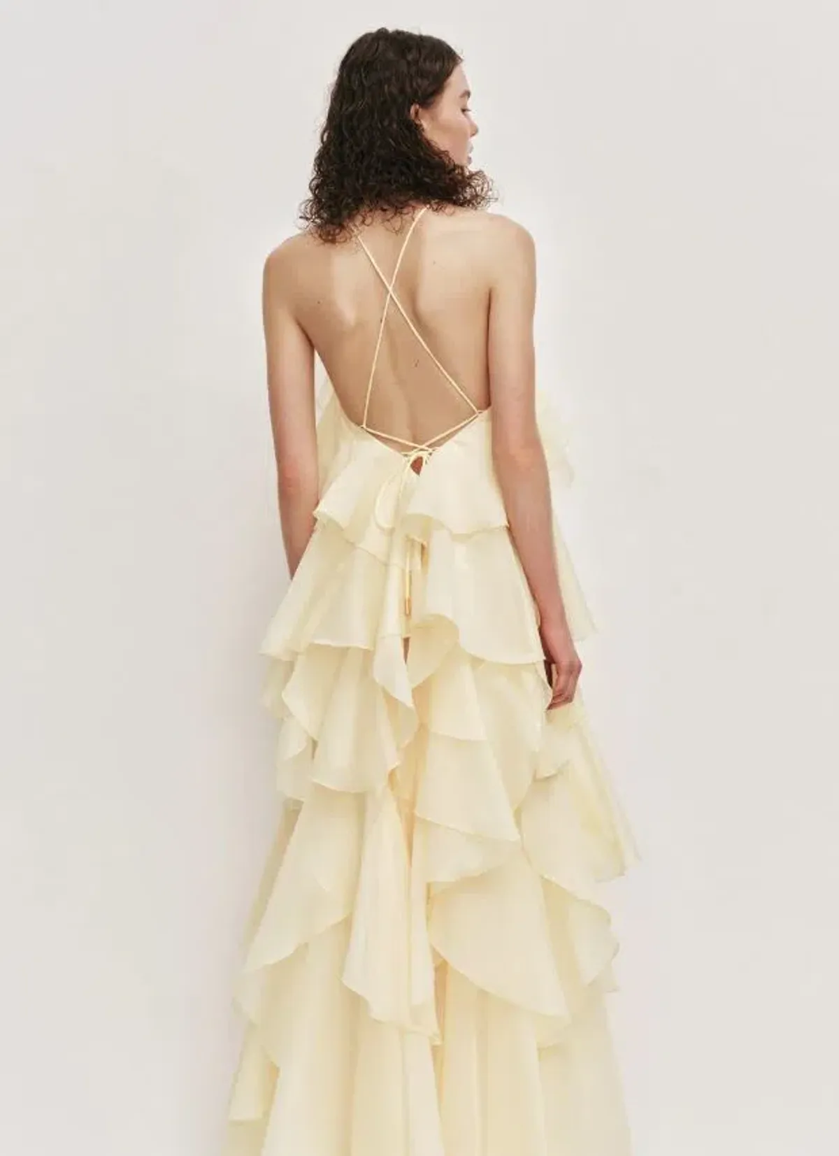 Aje Pandorea Layered Maxi Dress in Butter Yellow Size 6 - Image 3