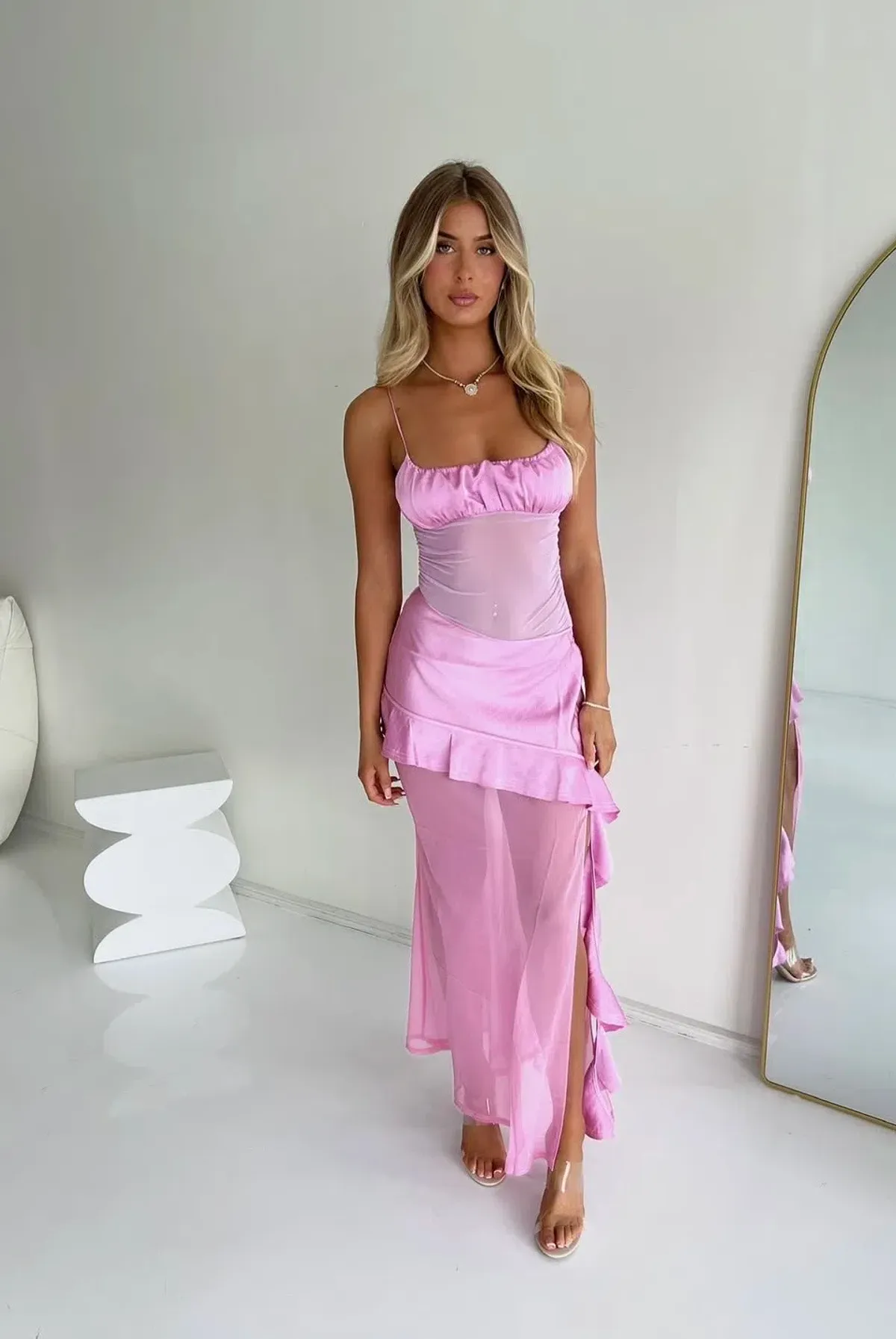 BENNI Delilah Maxi Dress In Bubblegum Pink | Size AU 10 - Image 1