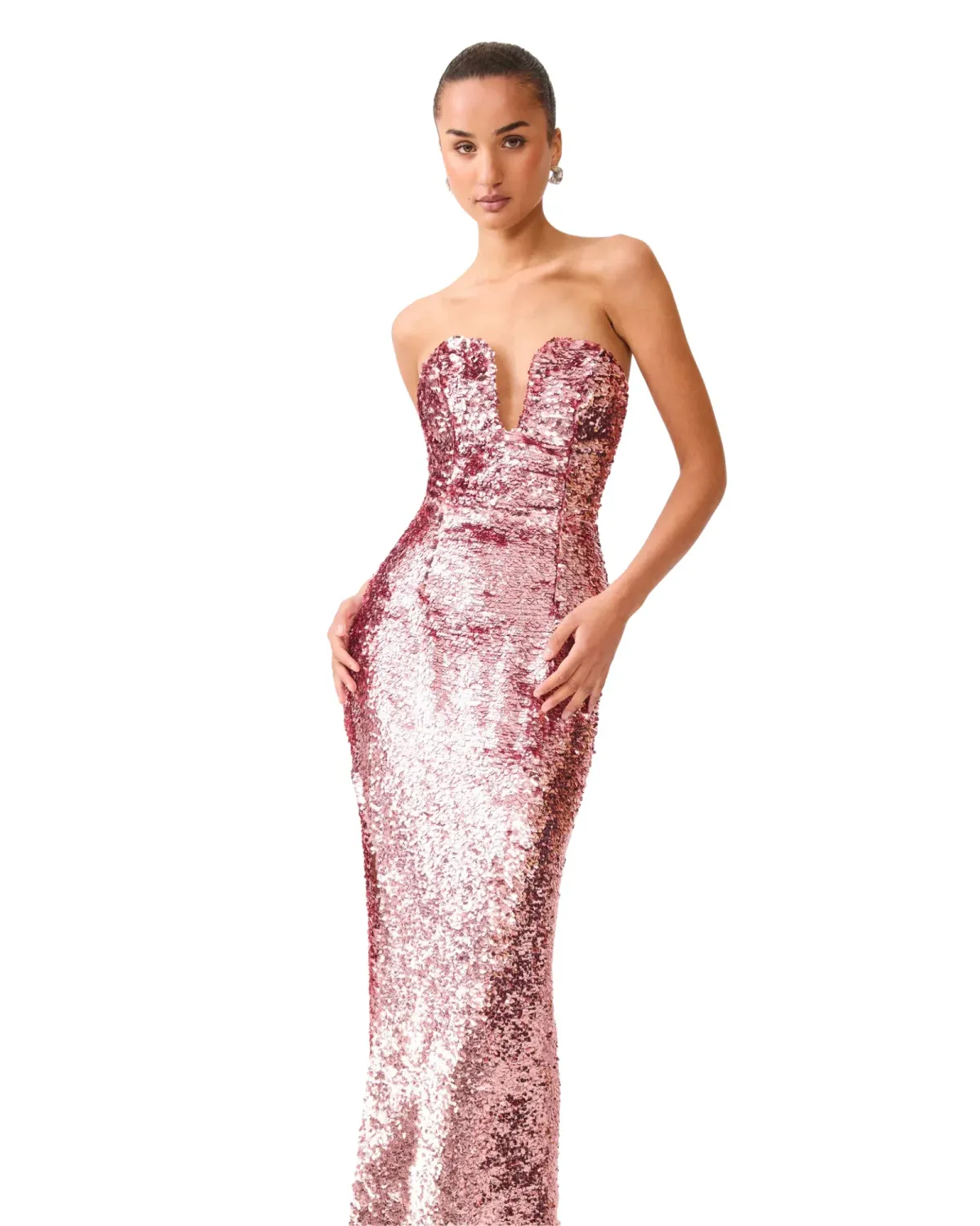 Elliatt Alissa Sequin Strapless Gown Pink Size M - Image 4